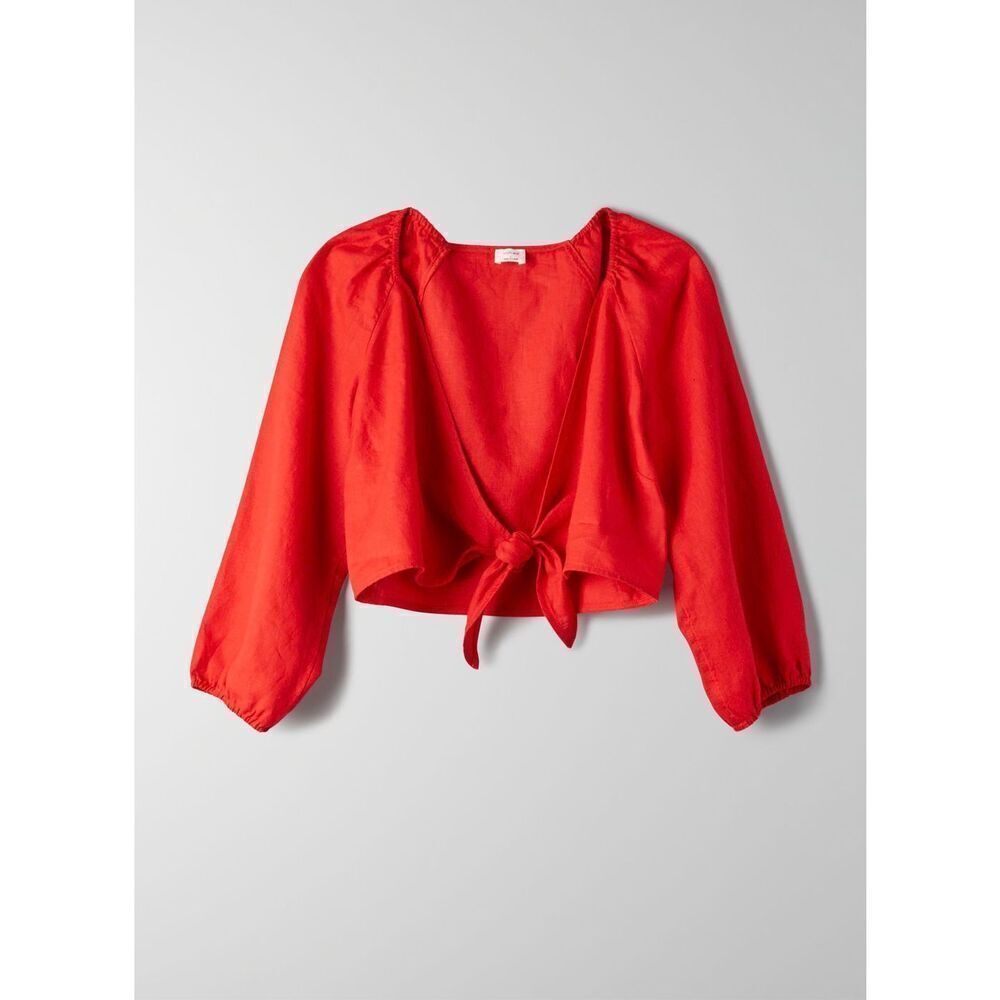 ✨Aritzia Wilfred Red Tenley Linen Sz XS Top✨ - Picture 2 of 7